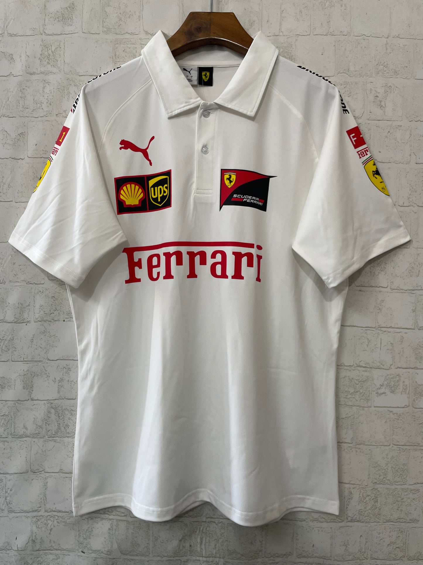 FERRARI white polo shirt