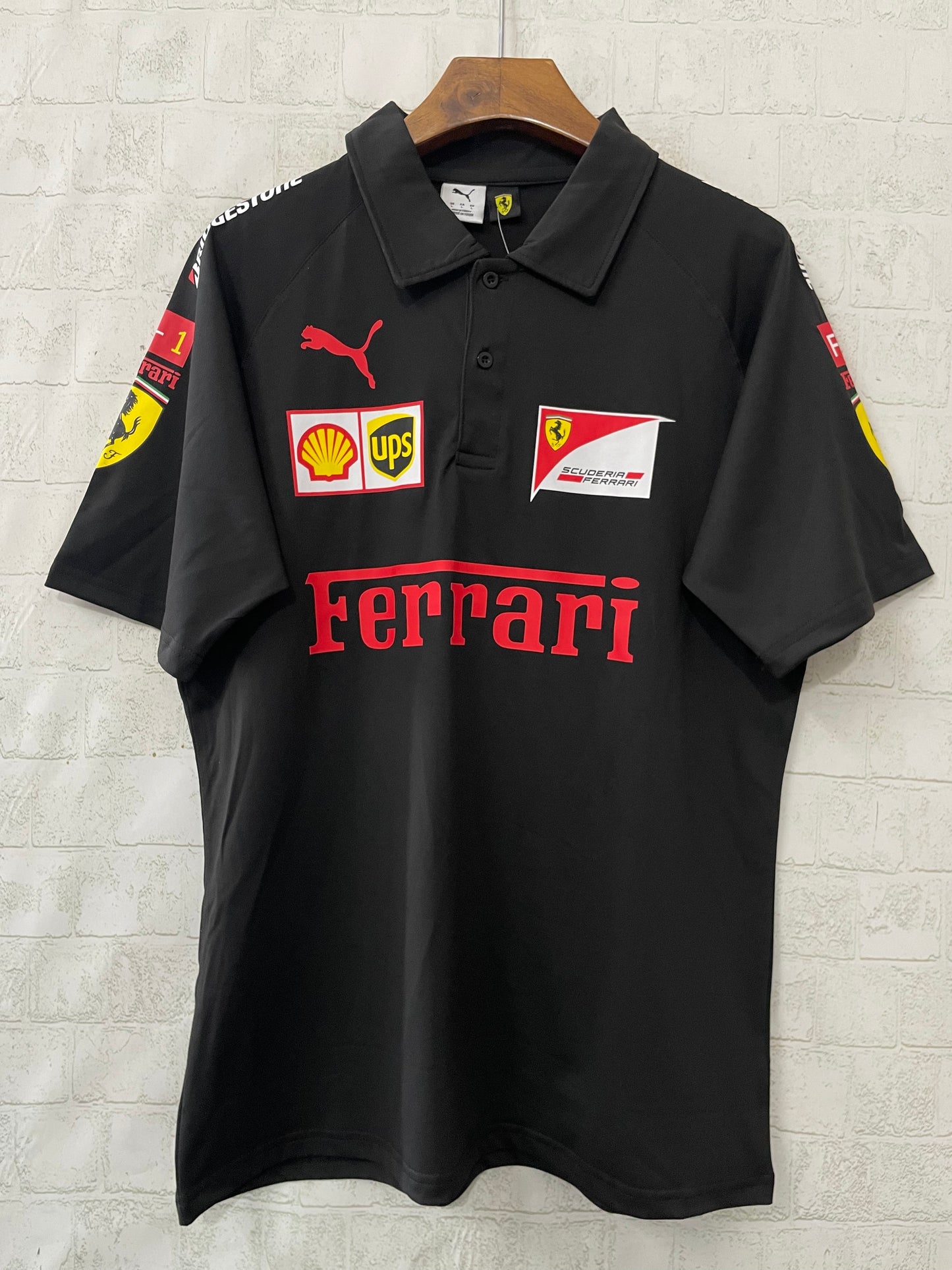 FERRARI black polo shirt
