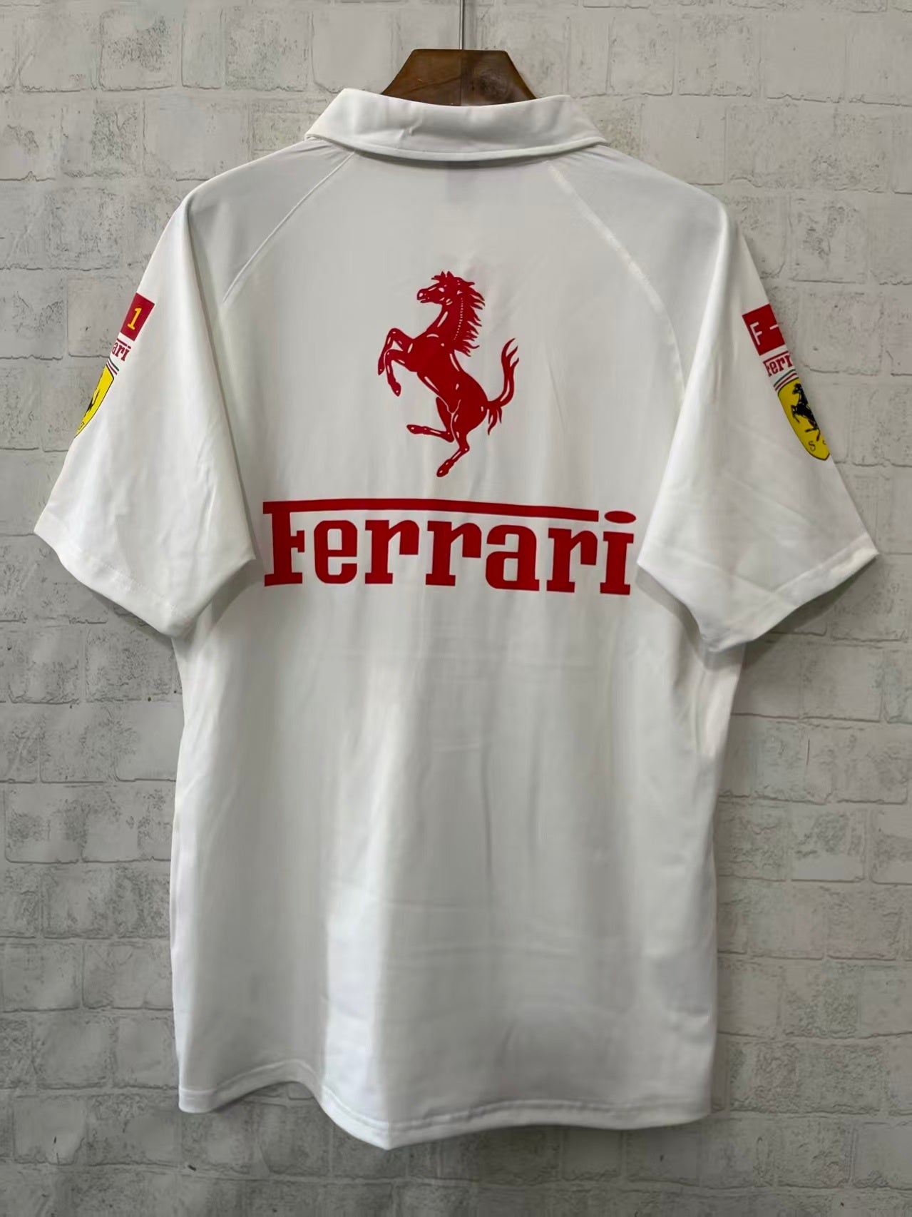 FERRARI white polo shirt