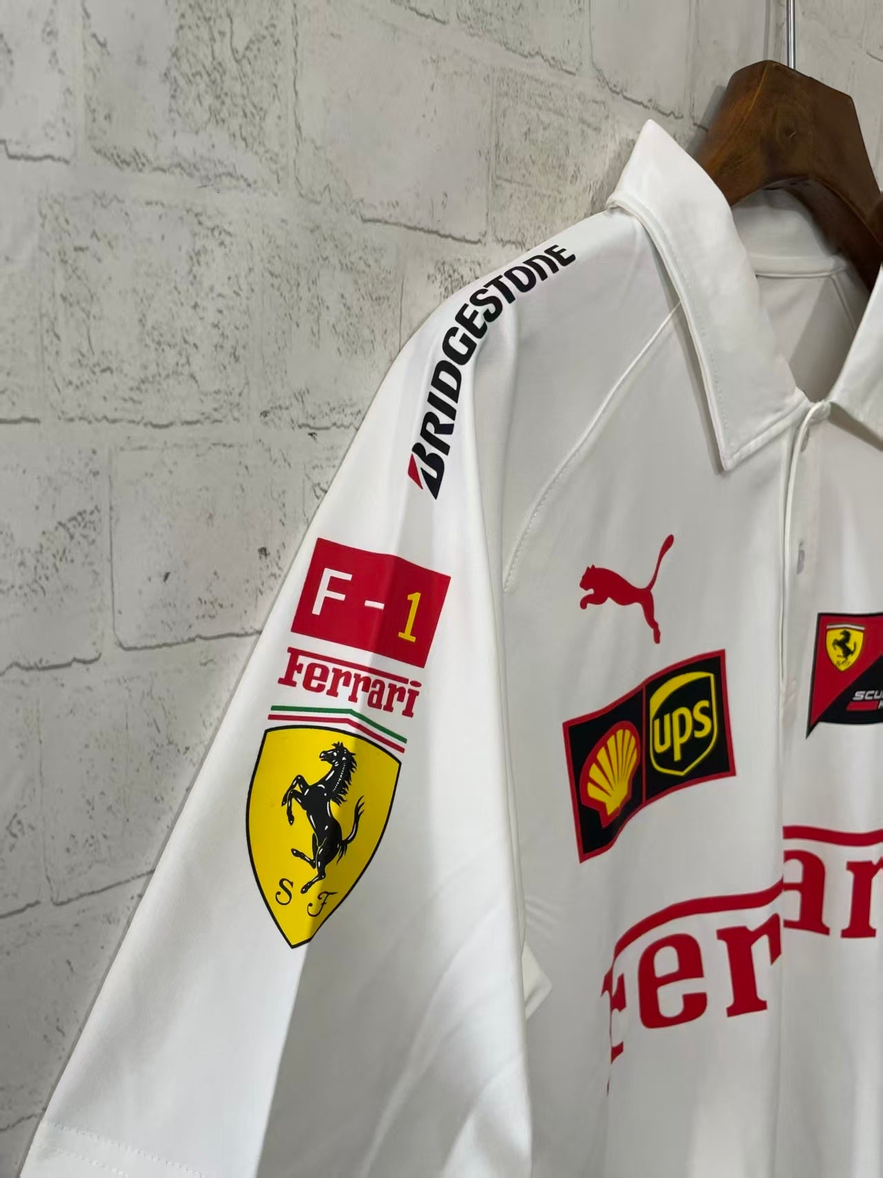 FERRARI white polo shirt